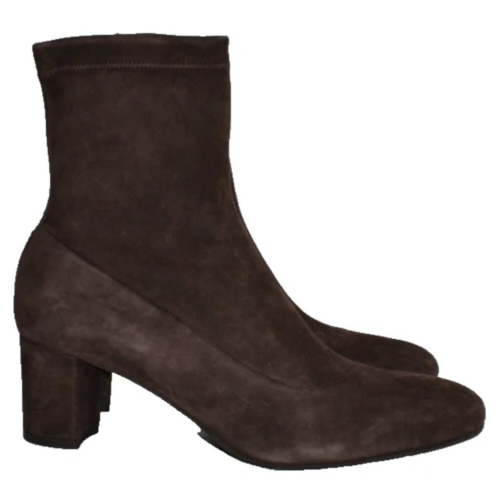 $550 AQUATALIA CHOCOLATE SOCK WEATHERPROOF SUEDE BOOTIE BLOCK 10 (MG20)